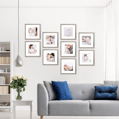 Sheffield Home 9 Piece Gallery Wall Frame Set, 11x14 in. matted to 8x10 in. (Matte Black)
