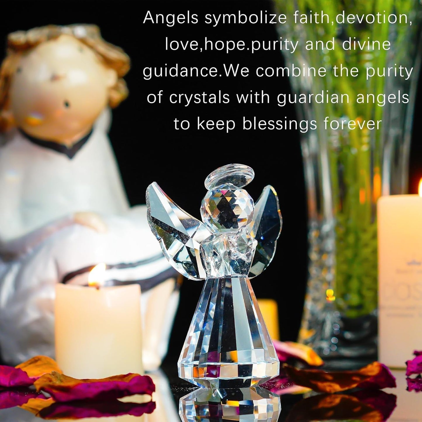 HDCRYSTALGIFTS 3.3'' Crystal Bird Figurine Collectible Art Glass Animal Figurines Table Home Decor Paperweight Valentine’s Day for Women
