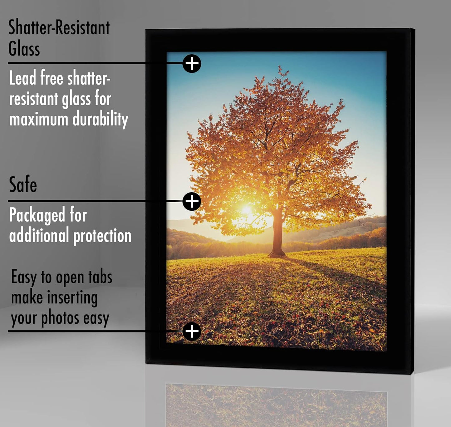 Americanflat 12x18 Poster Frame with Shatter-Resistant Glass - Signature Collection - Gallery-Style Frames Made of Engineered Wood - Photo Frame for Wall Display - Black - Colors B