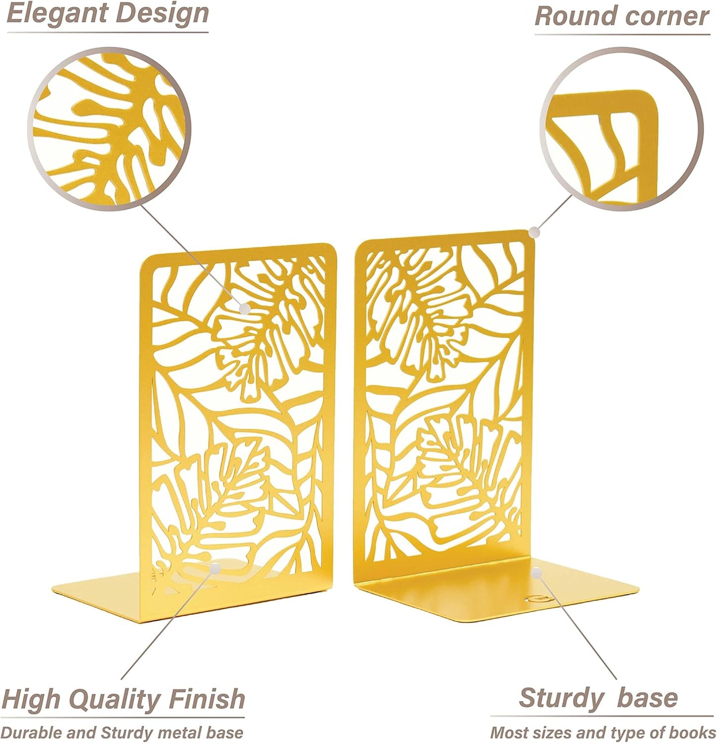 CNK Premium BookEnds - Heavy Duty Metal Book Stoppers for Home Office, Decorative Book Shelf Holders (Hummingbird Black)