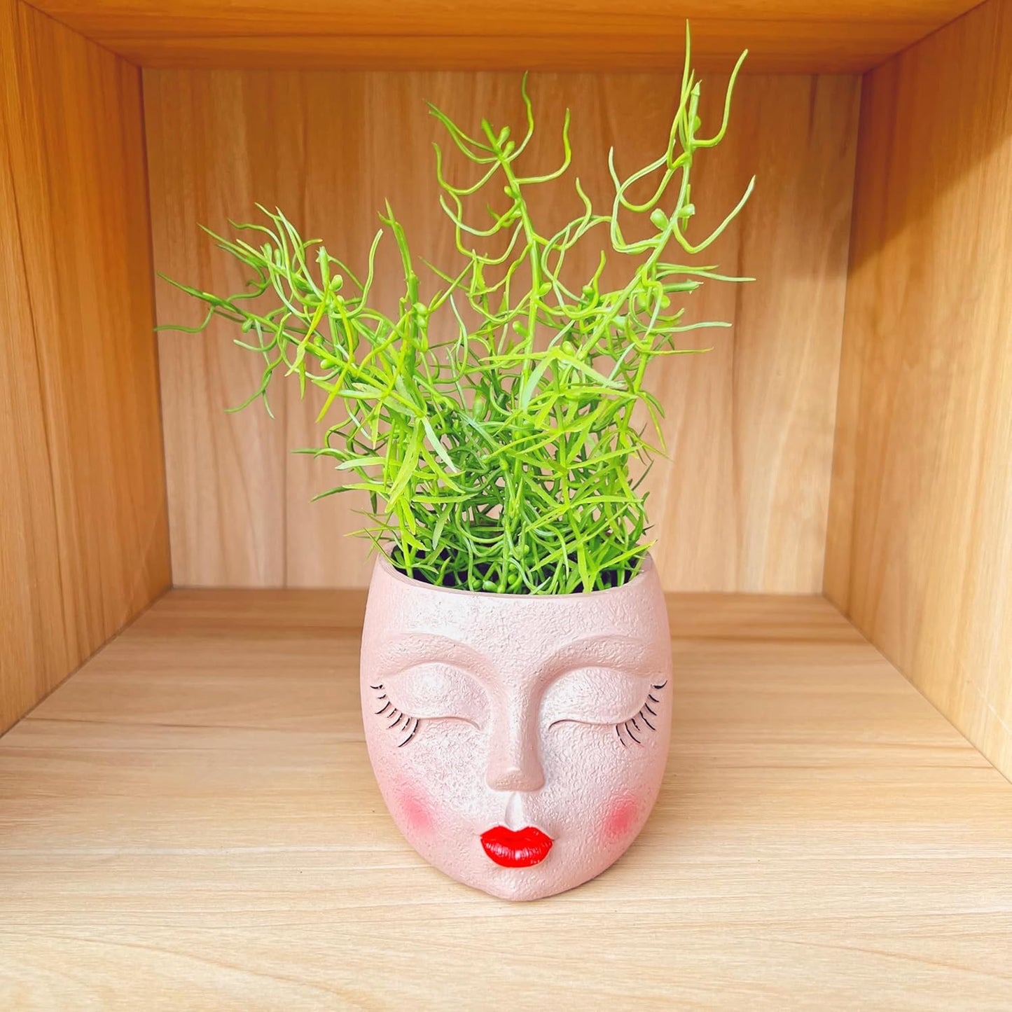 Handmade Face Flower Pots Standing Air Kiss Head Planter Pot for Trailing Plants Cute Succulent Planter Resin Planters Funny Face Planters with Anti-Friction Pads White 1Pack