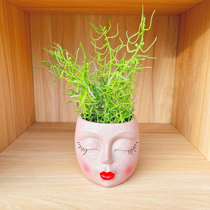 Handmade Face Flower Pots Standing Air Kiss Head Planter Pot for Trailing Plants Cute Succulent Planter Resin Planters Funny Face Planters with Anti-Friction Pads White 1Pack