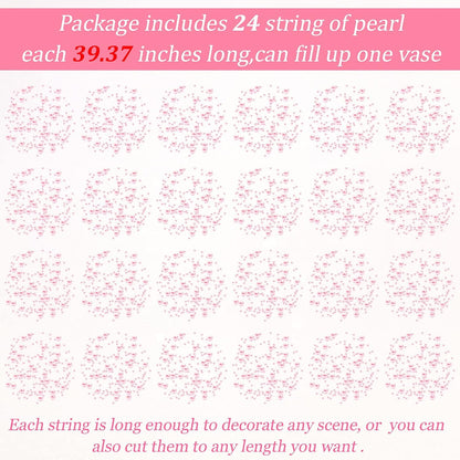 Tondiamo 24 Pcs Artificial Pearl String for Floating Candle Faux Pearls Beads String Garland Centerpiece Decoration for Vases Filler Wedding Spring Holiday Party Decor(Gold)