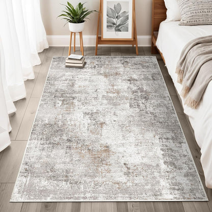 2x3 Washable Non-Slip Area Rug - Soft Low Pile Throw Rug for Kitchen Entryway Bedroom - Modern Indoor Door Mat with Rubber Backing (Beige Grey) - Colors A