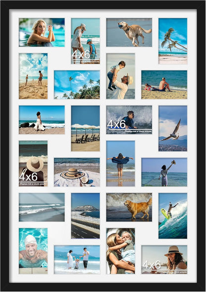 DUENPY 14x26 Collage Picture Frame 4x6 Collage Picture Frame Displays Twelve 4x6 inch Photos Available Horizontal Wall Mounting Display and Vertical Black - Colors B