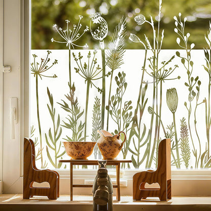 ADD.HERES Window Privacy Film,Colorful Floral Window Stickers,Removable DIY Bouquet Static Clings, Decals for Home School Office Party Supplies, Wildflower Reverie‌, 17.5 x 78.7 in