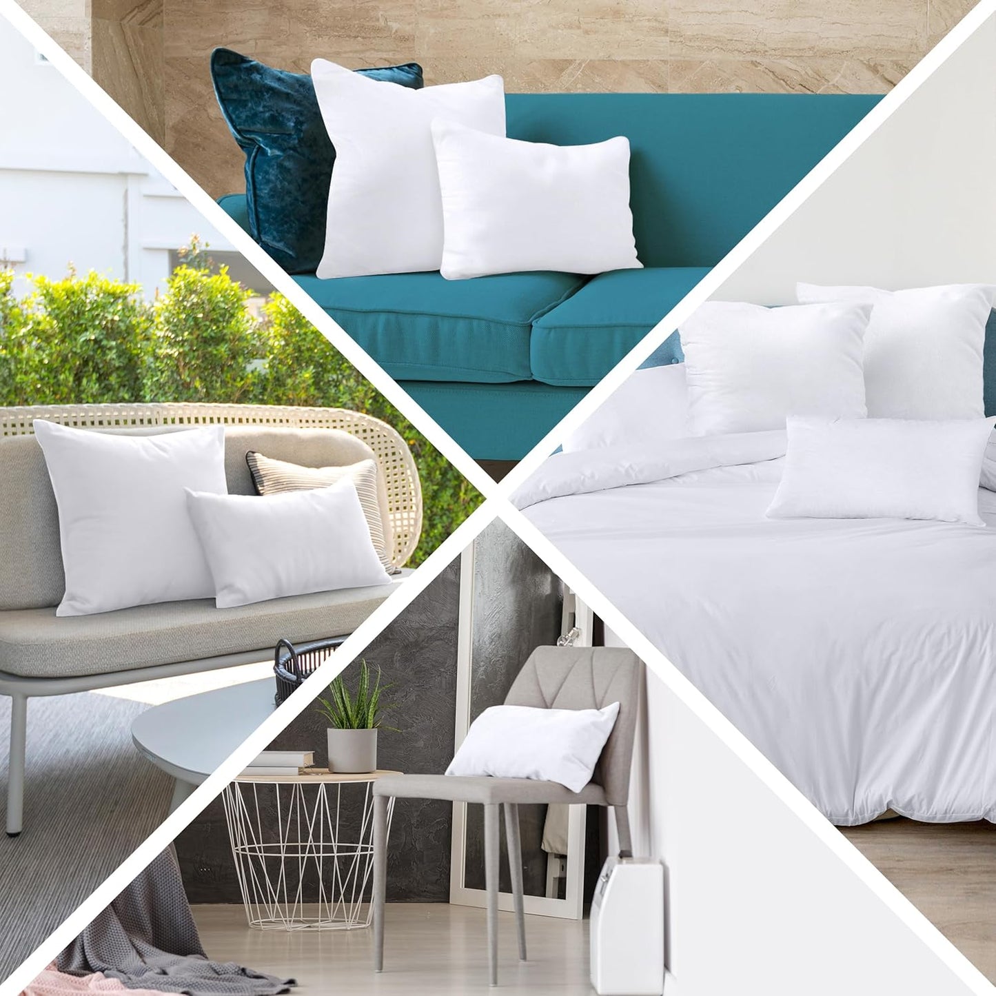 Utopia Bedding Throw Pillows (Set of 4, White) – 16 x 16 Inches Down Alternative Pillows for Bed, Sofa, and Couch - Fluffy Decorative Stuffer Pillow for Indoors & Outdoors
