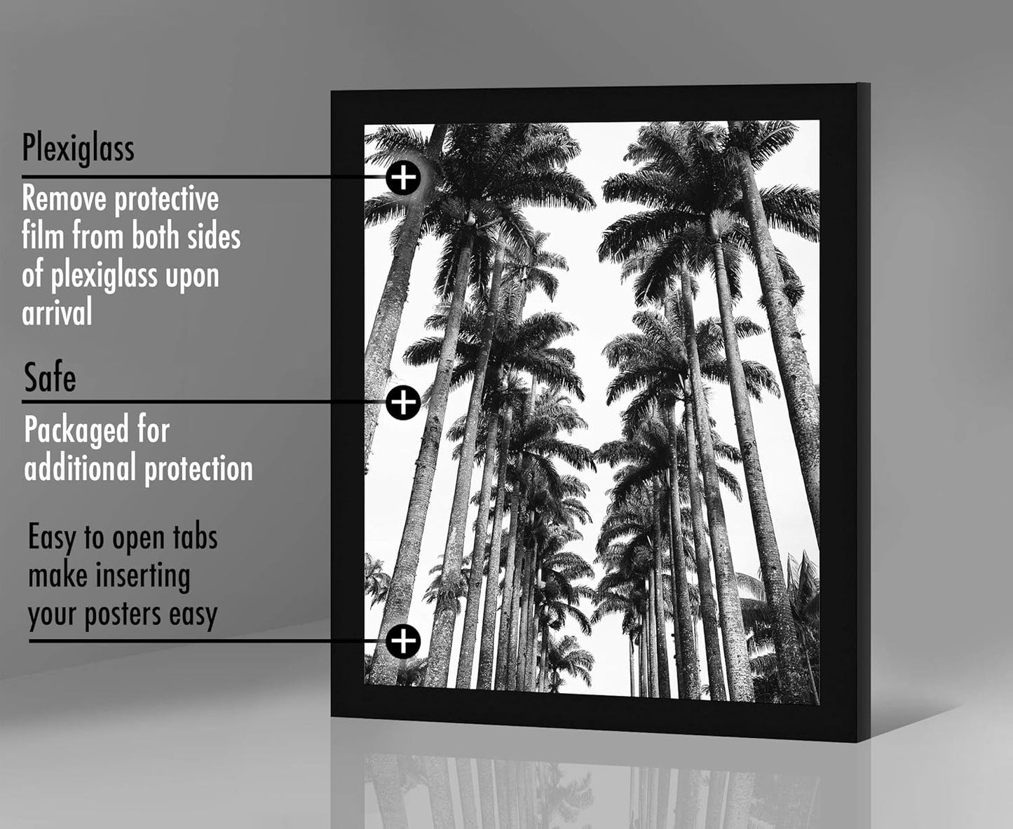 Americanflat 16x20 Picture Frame with Polished Plexiglass - Black Picture Frame - Wide Photo Frames Made of Engineered Wood for Vertical or Horizontal Wall Display - Epic Collection - Black - Colors A