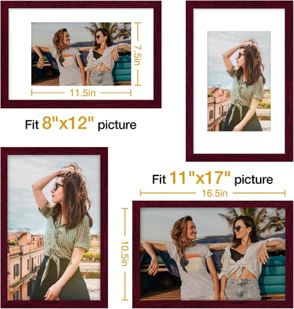 Vittanly 11x14 Picture Frame, Display Pictures 8x10 with Mat or 11x14 without Mat, Photo Frame for Wall Mounting, Black, 1 Pack - Colors B