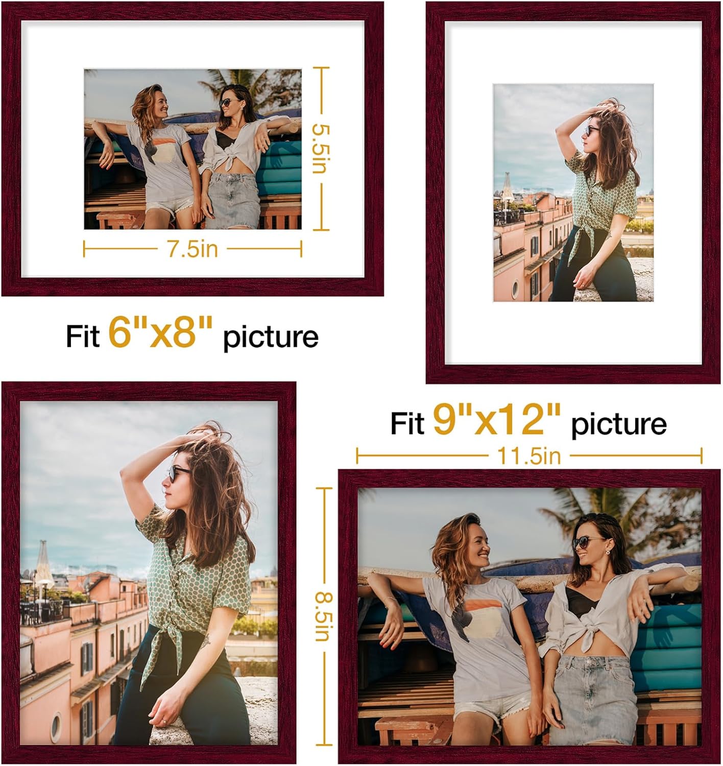 Vittanly 11x14 Picture Frame, Display Pictures 8x10 with Mat or 11x14 without Mat, Photo Frame for Wall Mounting, Black, 1 Pack - Colors B