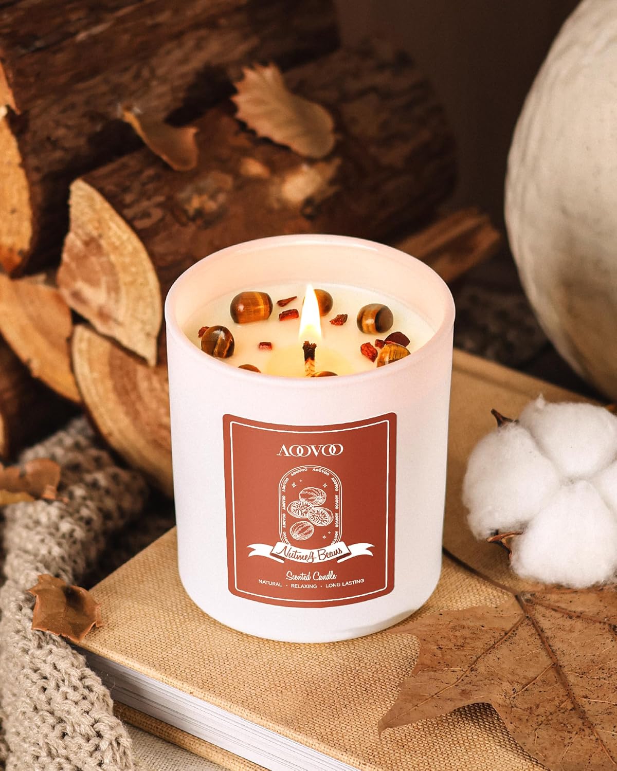 AOOVOO Lavender Scented Candles for Women - Aromatherapy Candle with Crystals Inside, 10oz Soy Candles for Home Scented, Birthday Gifts Mothers Day Candle for Women Mom