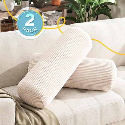 1 MIDDLE ONE Body Pillow, Memory Foam Body Pillows for Adults Sleeping, Decorative Bolster Pillow for Bed & Couch, Long Cylinder Tube Round Pillow, 24x7.87 Inches, Set of 2 (Light Grey)