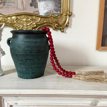 OMISHE 59in Wood Bead Garland with Tassels, Decorative Beads, Farmhouse Wooden Beads Garland for Wall Hanging Home Festival Decor, Aqua, Teal