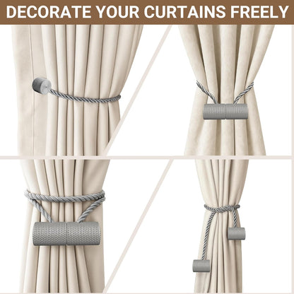 Hion Magnetic Curtain Tiebacks Black 2pcs, Curtain Tiebacks Buckles Holdbacks Holders Hooks Clip for Home Outdoor Bedroom Office Decorative Curtain