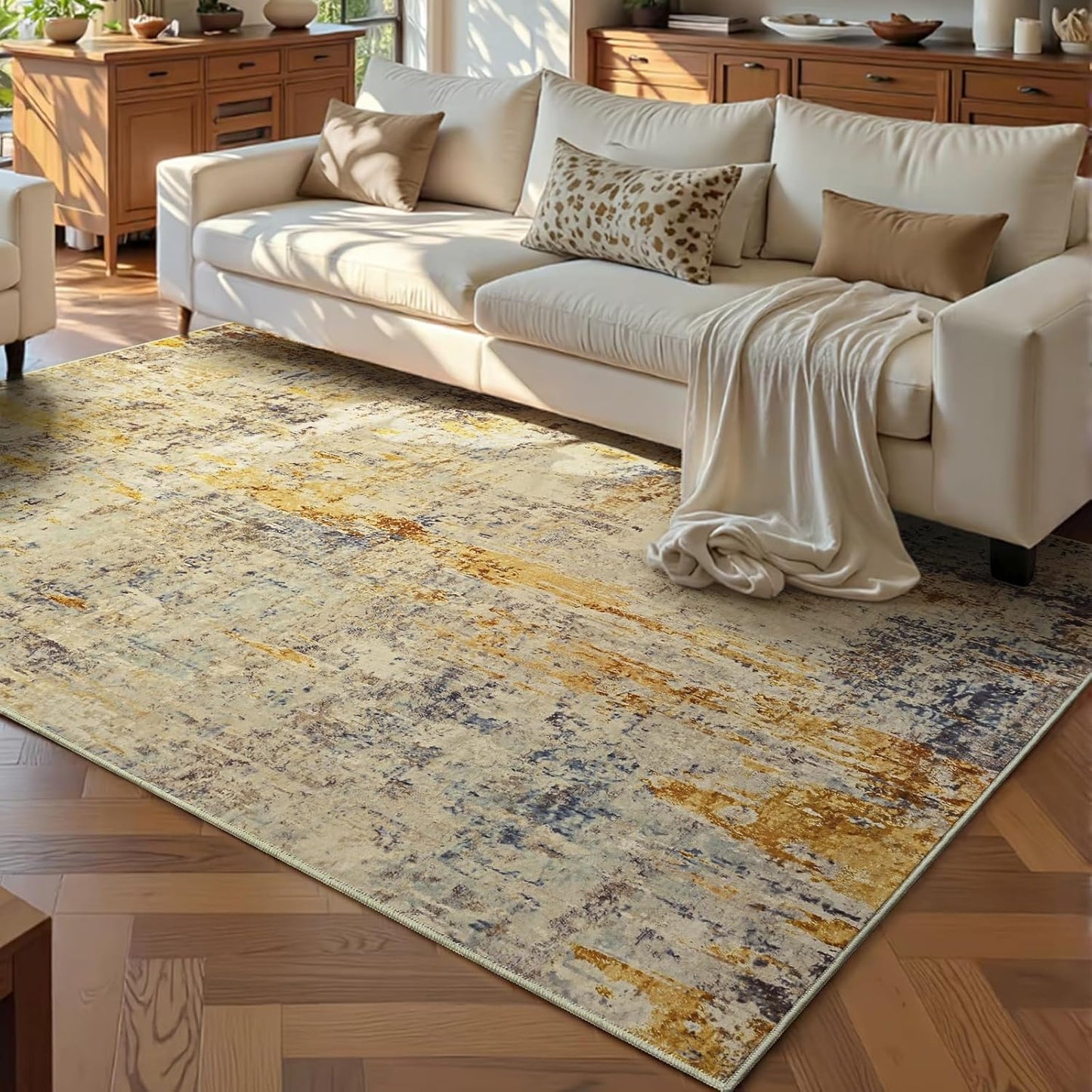 Ompaa 2x6 Rug Runners for Hallways Kitchen Runner Rug Non Slip Washable Grey Long Runner Rugs with Rubber Backing Soft Abstract Carpet Runner for Hallways, Kitchen, Bedroom, Bathroom, Entryway - Colors A