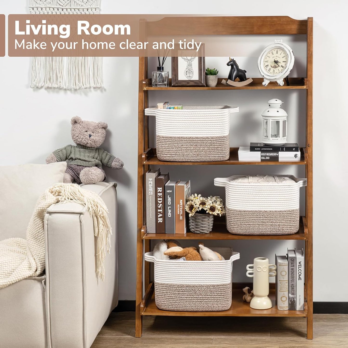 Goodpick Cube Storage Bins - Towel, Book, Cloth, Shoes, Closet Shelf Woven Baskets for Office, Baby Laundry, Toys, 13''x10''x9''