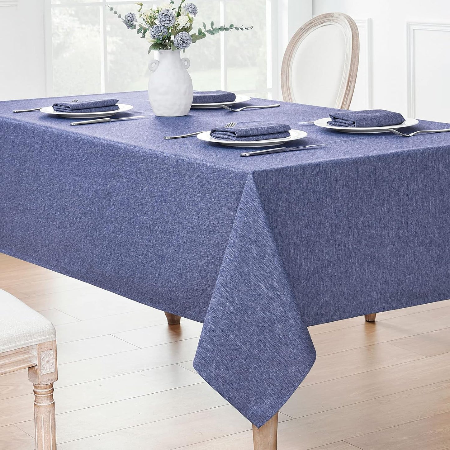 Veblandy Rectangle Tablecloth Waterproof Linen Textured Table Cloth Stain and Wrinkle Resistant Washable, Decorative Fabric Table Cover for Dining, Party and Camping (Sage Green, 52 * 70)