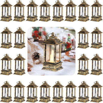 Black Lanterns Decorative Indoor: 24 Pcs Starlight Mini LED Lantern for Centerpiece Table Decorations Halloween Christmas Wedding Party Camping Decor