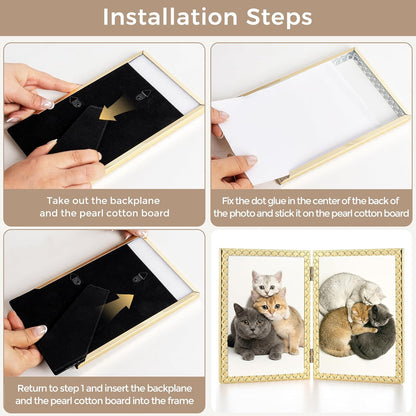 RICHFOCUS Gold 5x7 Floating Picture Frame for Photo 4x6 3.5x5 | 5 x 7 Metal Picture Frames with Double Glass for Tabletop|Modern Photo Frames Wedding|Home Decor