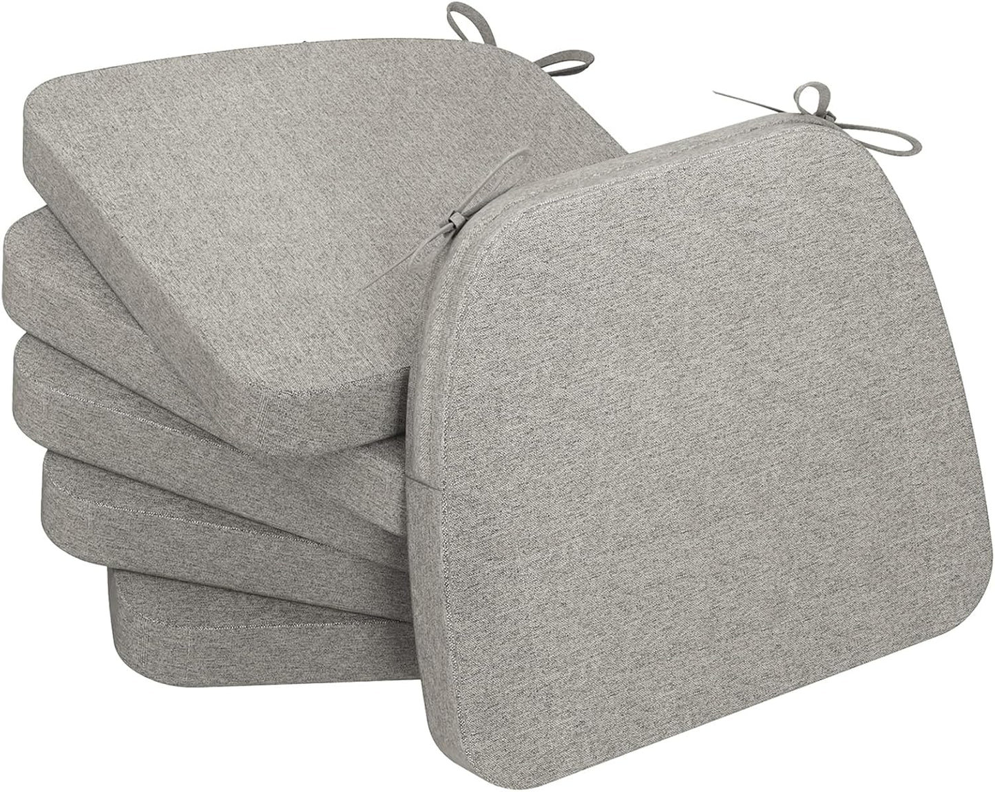 AAAAAcessories D-Shaped Chair Cushions, 2" Thick Dining Chair Pads with Ties and Removable, Machine-Washable Cover, 17" x 16", Set of 4, Oatmeal Beige - Colors B