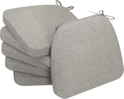 AAAAAcessories D-Shaped Chair Cushions, 2" Thick Dining Chair Pads with Ties and Removable, Machine-Washable Cover, 17" x 16", Set of 4, Oatmeal Beige - Colors B