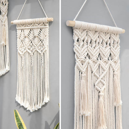 Mkono 2 Pcs Macrame Woven Wall Hanging Boho Chic Geometric Art Decor - Beautiful Bedroom Nursery Apartment Home Decoration, Gift for Girls Adults Birthday Christmas, 28" L x 13" W
