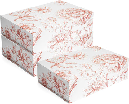 Luxury Keepsake Gift Box | Gold Floral Decorative Boxes with Magnetic Lids for Presents, Wedding Memory Box, and Bridal Gifts. 11.5" x 7.5" x 3.5"