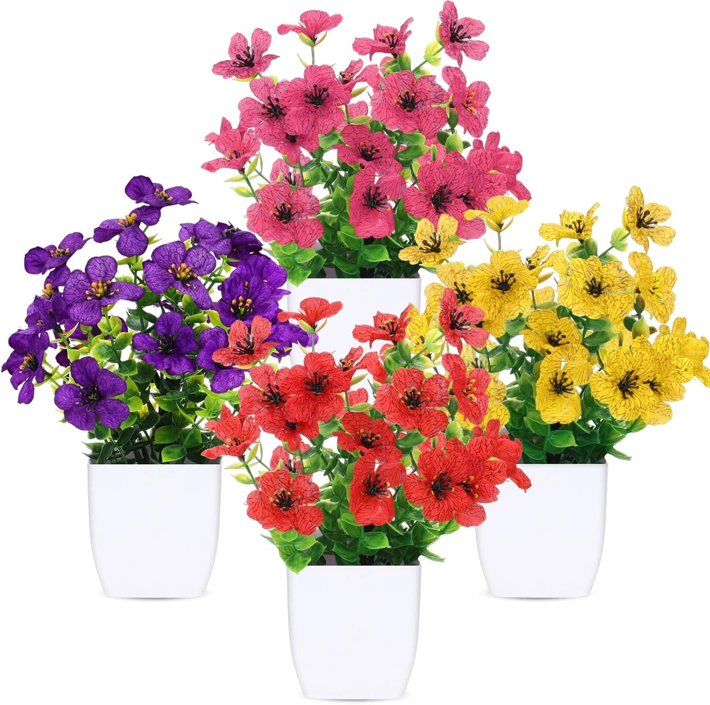 CEWOR Fake Plants 2 Pack Mini Potted Plants Bathroom Accessories Small Artificial Greenery Decorations for Bathroom Office Home Room Kitchen Table Indoor