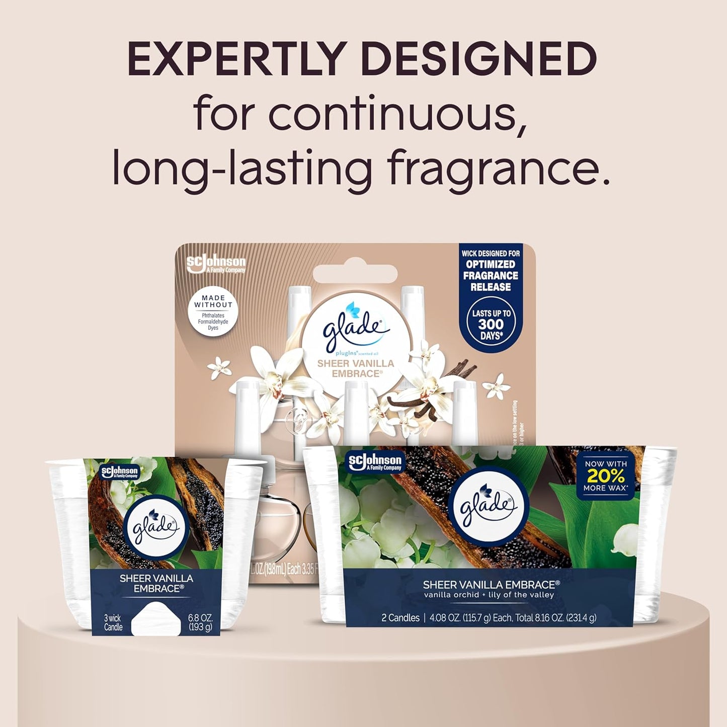 Glade 3-Wick Scented Candle Jar, Apple Cinnamon, Air Freshener Infused with Essential Oils, 6.8 Oz, 3 Count