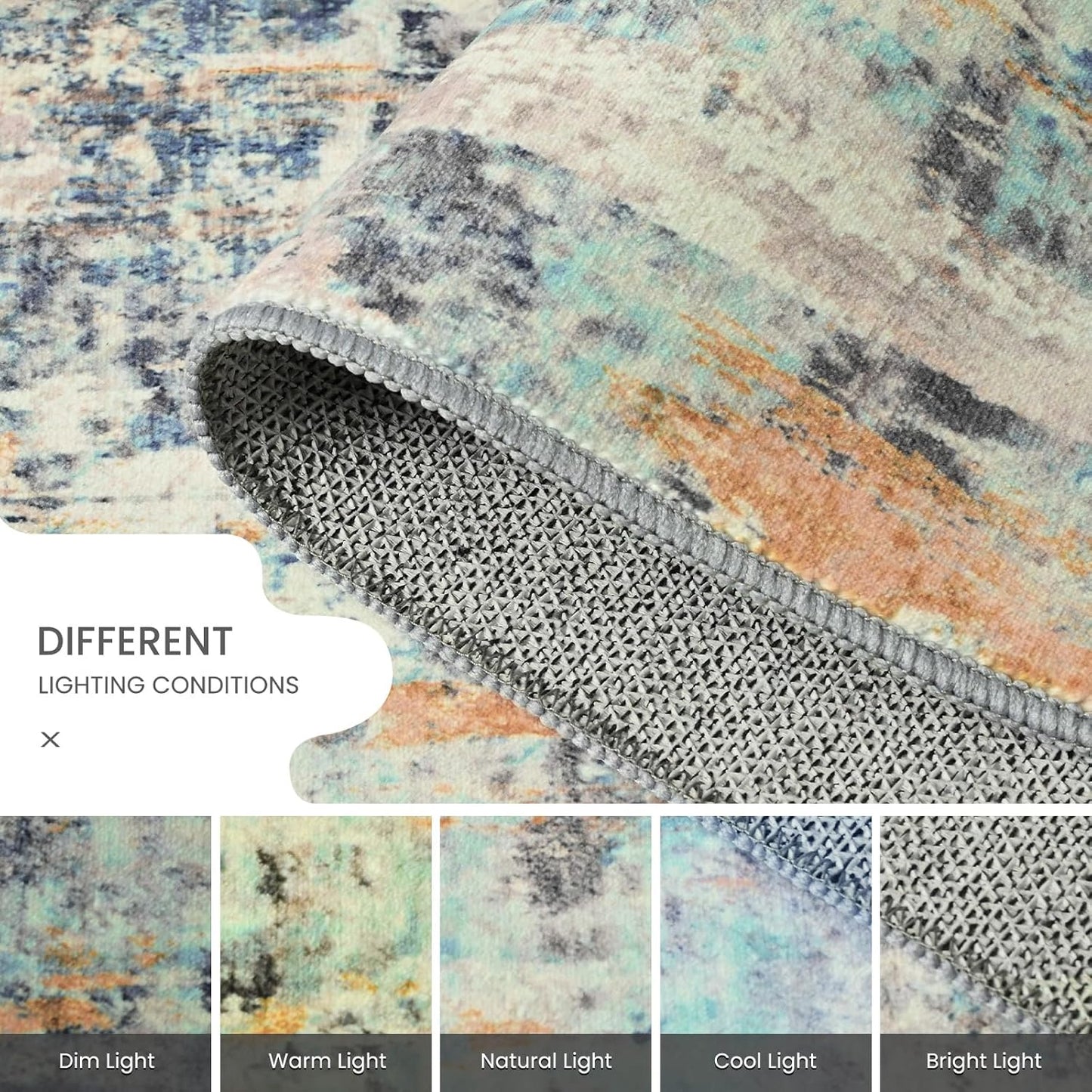 Ompaa 2x6 Rug Runners for Hallways Kitchen Runner Rug Non Slip Washable Grey Long Runner Rugs with Rubber Backing Soft Abstract Carpet Runner for Hallways, Kitchen, Bedroom, Bathroom, Entryway - Colors B