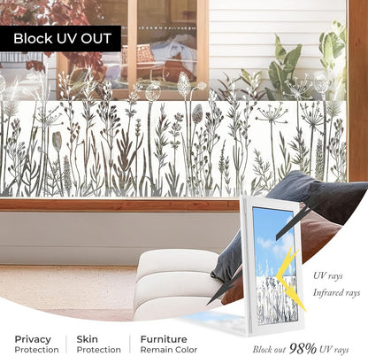 ADD.HERES Window Privacy Film,Colorful Floral Window Stickers,Removable DIY Bouquet Static Clings, Decals for Home School Office Party Supplies, Wildflower Reverie‌, 17.5 x 78.7 in