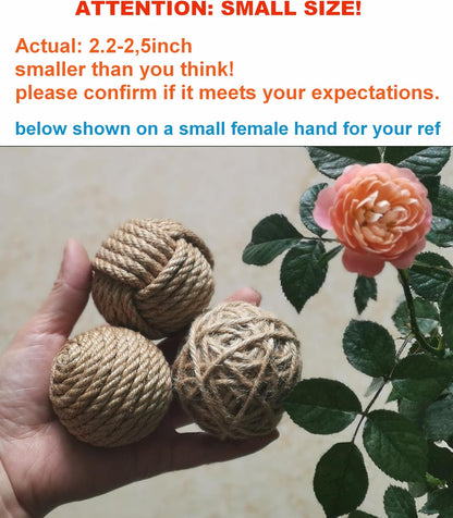 Elkpruu Rustic Jute Orbs Set of 8, Farmhouse Decorative Balls for Bowls, Vase Fillers, Christmas Centerpiece, Handwoven Home Decor Ornaments, Potpourri Accents