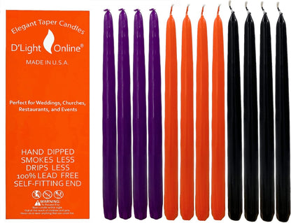 D'light Online White Taper Candles, 10 Inch Premium Quality Candles Hand-Dipped Tapered Candles, Dripless, Smokeless and Unwrapped Bulk Pack for Events - Set of 12 (10 Inch, White)