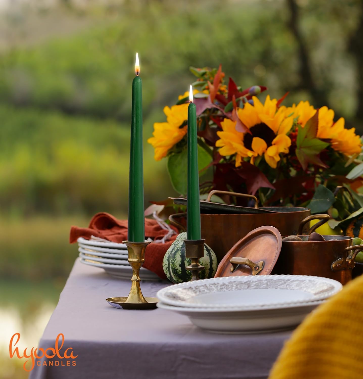 Hyoola Tall Taper Candles - 10 Inch Metallic Gold Unscented Dripless Taper Candles - 8 Hour Burn Time - 4 Pack