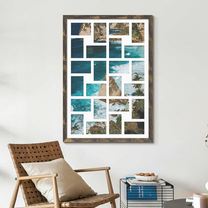 DUENPY 14x26 Collage Picture Frame 4x6 Collage Picture Frame Displays Twelve 4x6 inch Photos Available Horizontal Wall Mounting Display and Vertical Black - Colors B