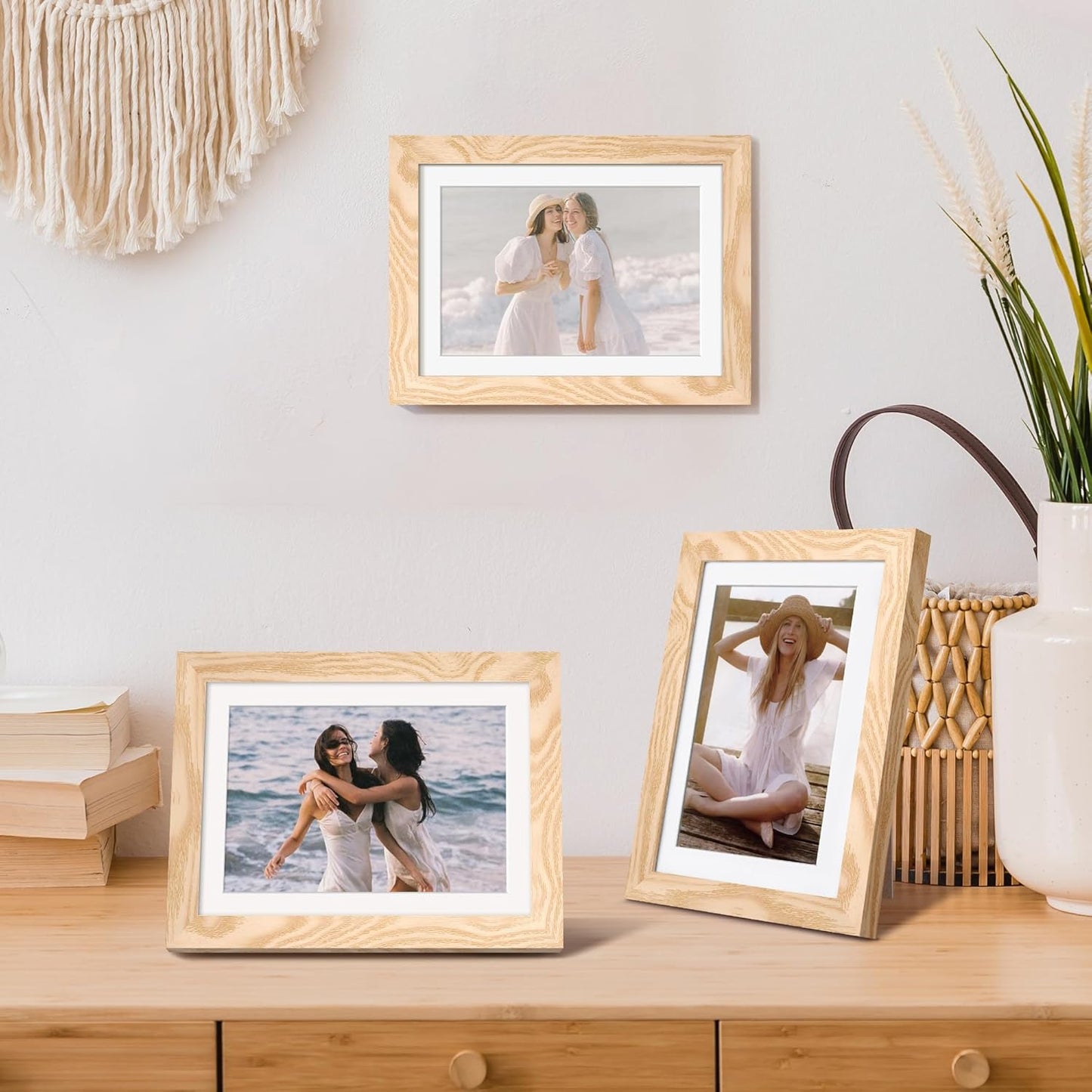 upsimples 8x10 Picture Frame, Display Pictures 5x7 with Mat or 8x10 Without Mat, Wall Hanging Photo Frame, Black, 1 Pack - Colors A