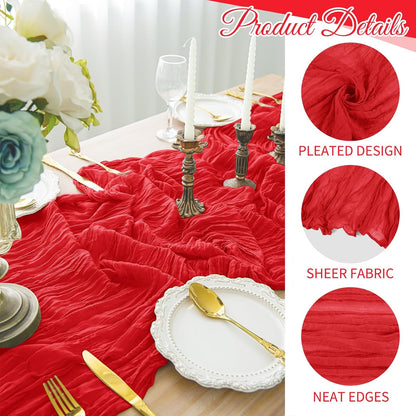 10 Pack Beige Cheesecloth Table Runner 17x108 Inch Boho Gauze Cheese Cloth Table Runners for Wedding Party Baby Shower Birthday Home Decor