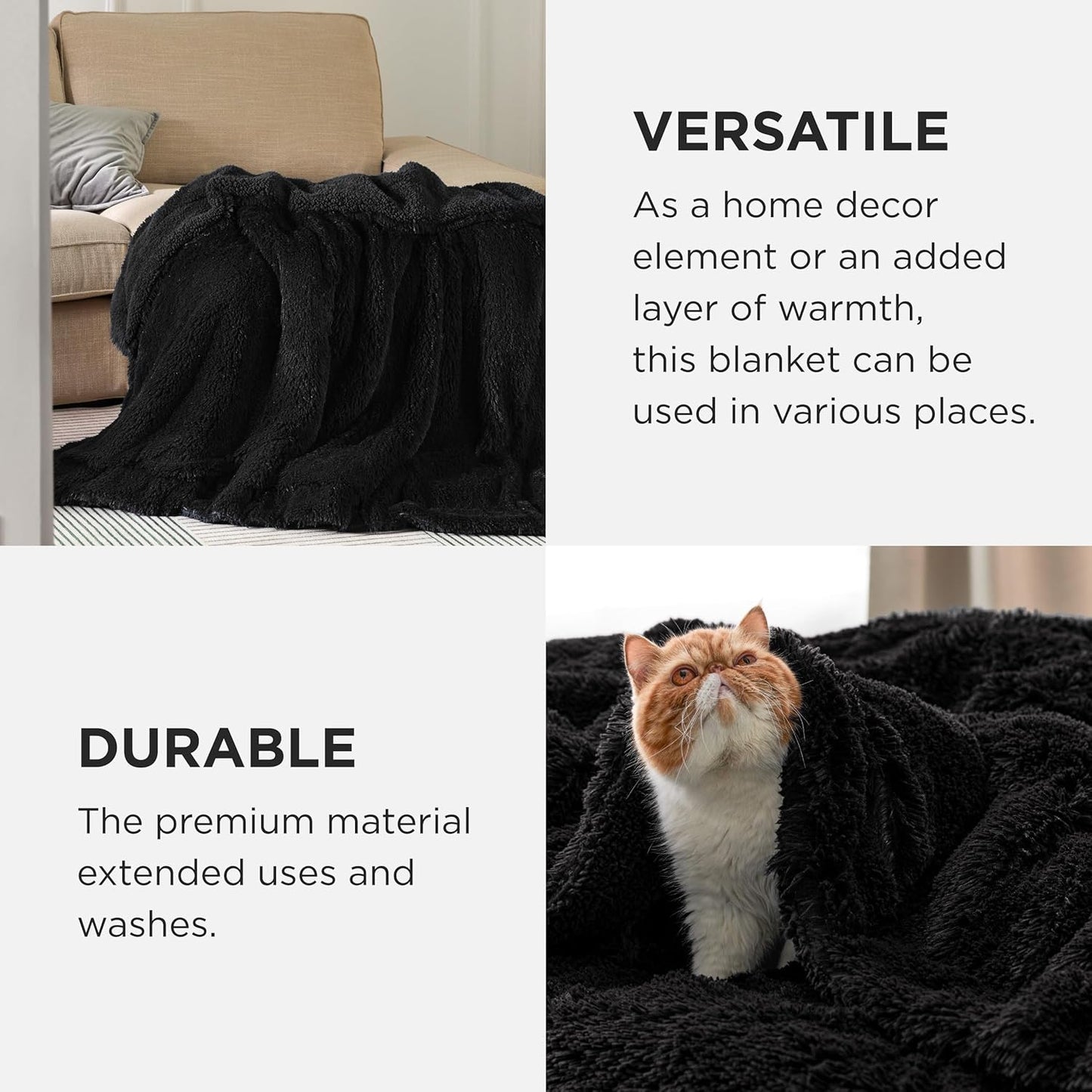 Bedsure GentleSoft Fluffy Fuzzy Faux Fur Throw Blanket for Couch, Soft Sherpa Fleece Cozy Gifts for Women, Plush Bed Blanket Room Decor for Men, Thick Warm Minky Teen Gifts Winter Bedding