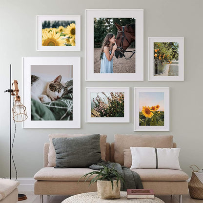 upsimples 5x7 Picture Frame Set of 10, Display Pictures 4x6 with Mat or 5x7 Without, Multi Photo Frames Collage for Wall or Tabletop Display, Black