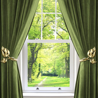 HIKMLK Leaf Shaped Curtain Tieback Holdbacks 2pcs, Handmade Metal Curtain Side Holders for Wall, Curtain Hook Pull Backs for Drapes Window Decoration