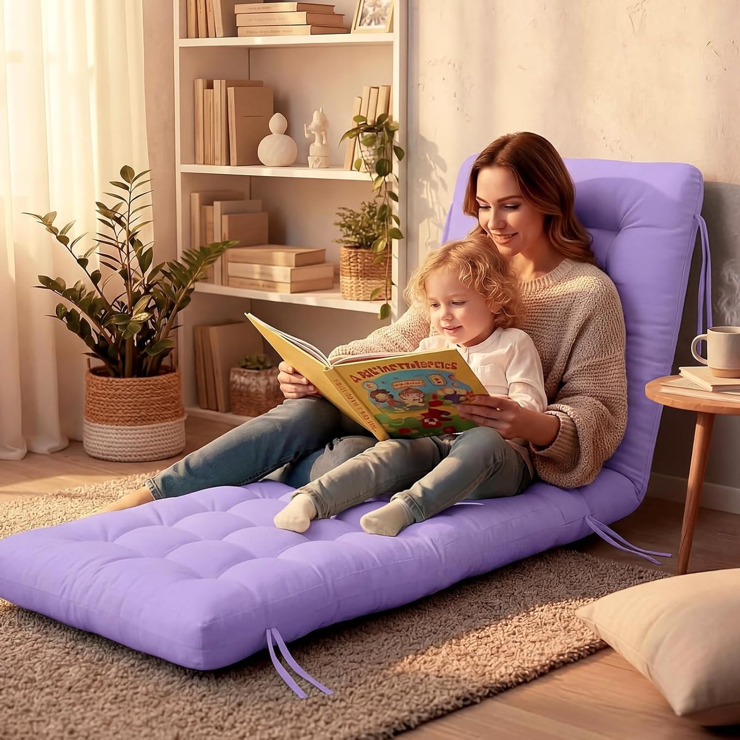 Vercraft Long Floor Cushion Large Floor Cushion with Brushed Cotton Jumbo Lounger Pillow for Outdoor Indoor Bay Window Meditation Yoga Reading Sleeping(Pink)