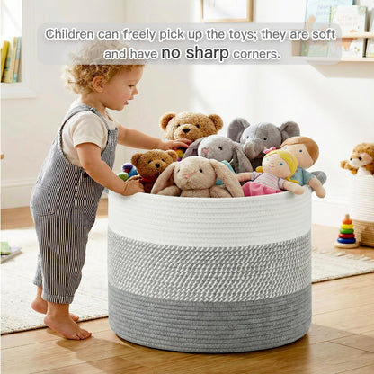 Artfeel 70L Large Cotton Rope Basket, Decorative Woven Blanket Storage for Living Room, Boho Toy Storage & Toy Box for Kids, Versatile Laundry Basket & Nursery Hamper for Blankets(Brown)