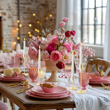 French Gold Taper Candle Holders for Wedding Table Centerpiece,Tall Taper Candlestick Holders Bulk Set of 6,Metal Candle Stick Holders for Dinning or Mantel Centerpiece,Party Home Decor