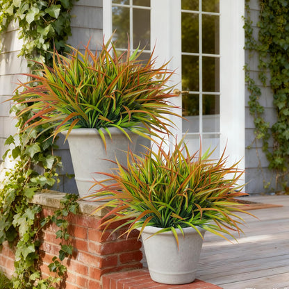 Ivydale 12Pcs Fake Plants Outdoor Artificial Plastic Grass Spring Decoration UV Resistant Faux Greenery Stems Bushes Outside Fake Plants for Planters Patio Porch Window Box Pathway Garden Home Decor
