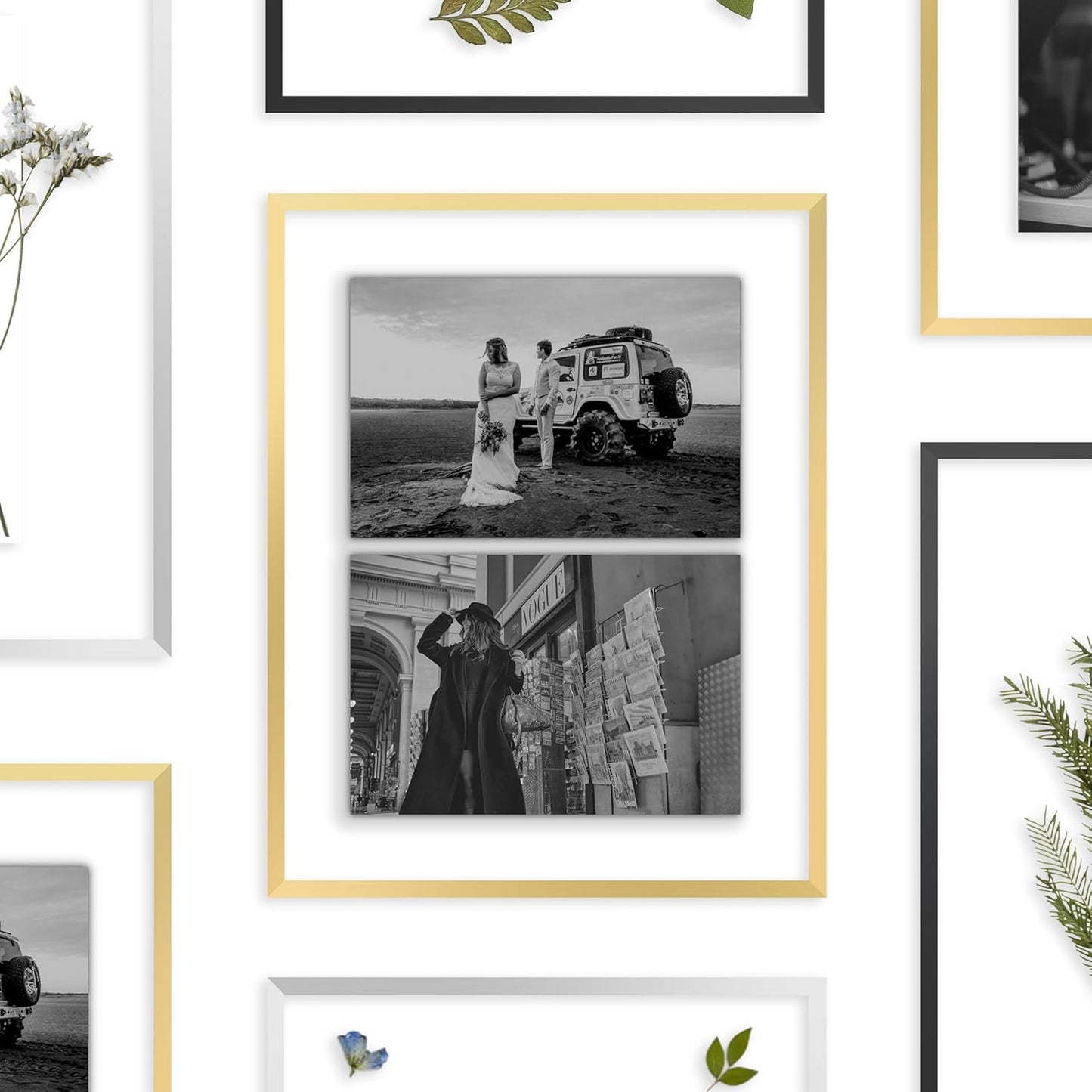 FrameWorks 8”x10” Deluxe Black Aluminum Contemporary Style Floating Picture Frame with Tempered Glass