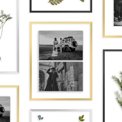 FrameWorks 8”x10” Deluxe Black Aluminum Contemporary Style Floating Picture Frame with Tempered Glass