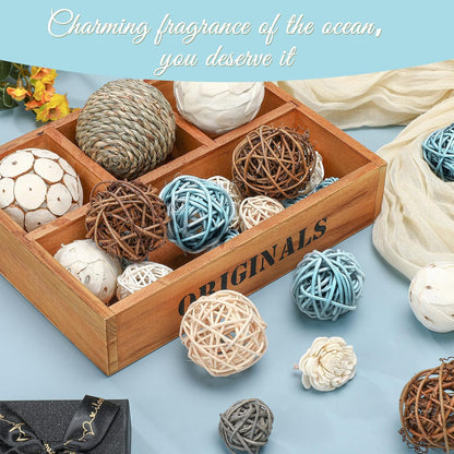 Riceshoot 2 Pack Decorative Balls Potpourri Bowl Filler Decor Natural Vase Bowl Filler Assorted Spherical Rattan Twigs Wicker Balls Cotton for Home Centerpiece(White)