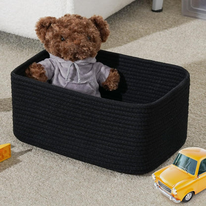 3-Pack Small Storage Baskets for Organizing | Woven Shelf Toy Basket | Rope Baskets for Gifts Empty | Closet Organizer Bins with Handles | Cube Decorative Box | 11.8×7.8×5.1” | Mixed brown