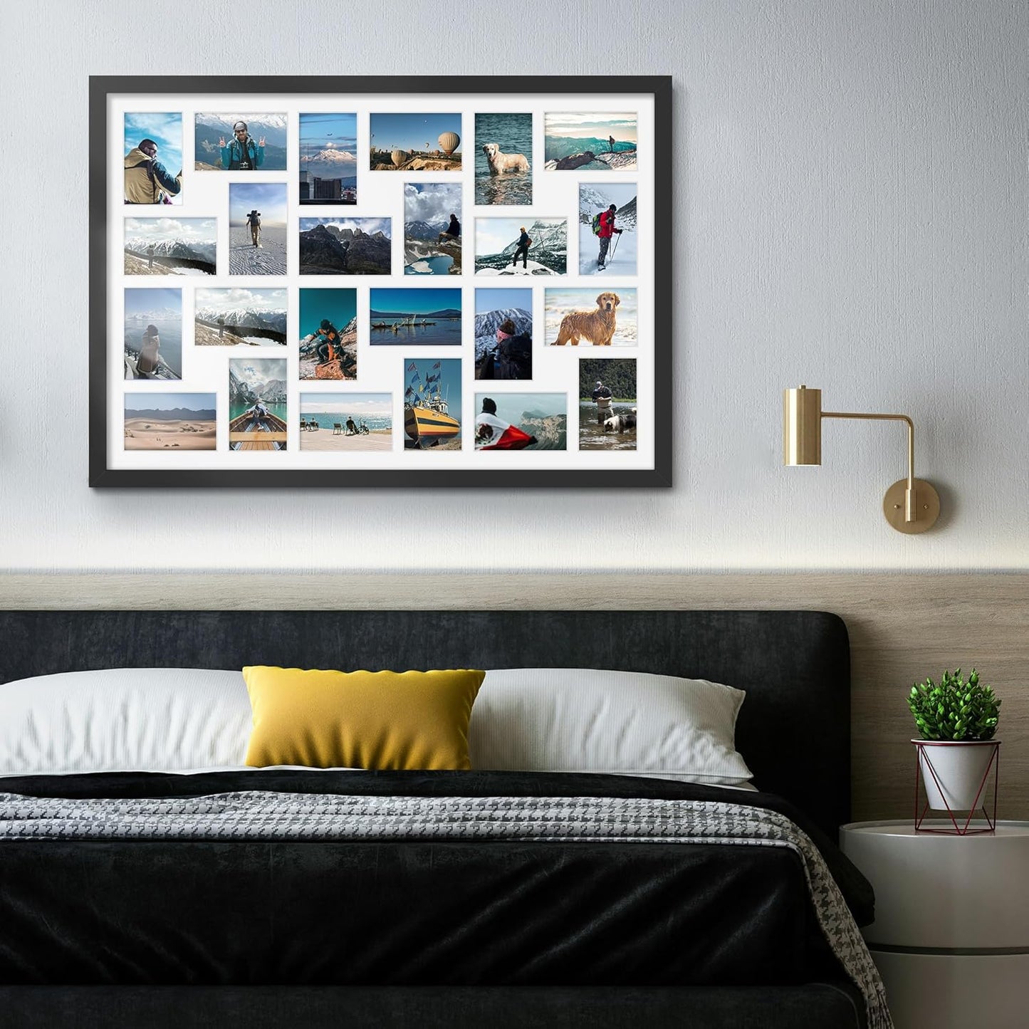 DUENPY 14x26 Collage Picture Frame 4x6 Collage Picture Frame Displays Twelve 4x6 inch Photos Available Horizontal Wall Mounting Display and Vertical Black - Colors B