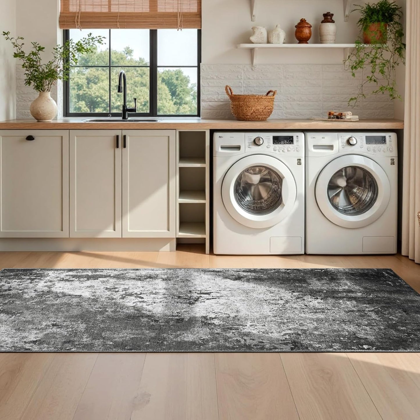Ompaa 2x6 Rug Runners for Hallways Kitchen Runner Rug Non Slip Washable Grey Long Runner Rugs with Rubber Backing Soft Abstract Carpet Runner for Hallways, Kitchen, Bedroom, Bathroom, Entryway - Colors B
